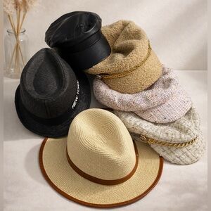 6pcs Stylish Women's Hat Collection - Black, Beige, Cream